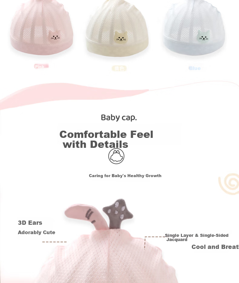 Benaxi Baby Hat Summer Thin Newborn Soft Fontanelle Cap Infant Spring Summer Cooling Hat Toddler Summer Hat 4