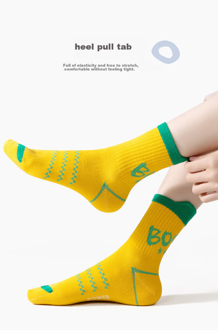 Caramella Kids Socks Spring Summer Cotton Boys Mid-Calf Socks with Heel Tab Non-Slip Breathable Sports Socks 3