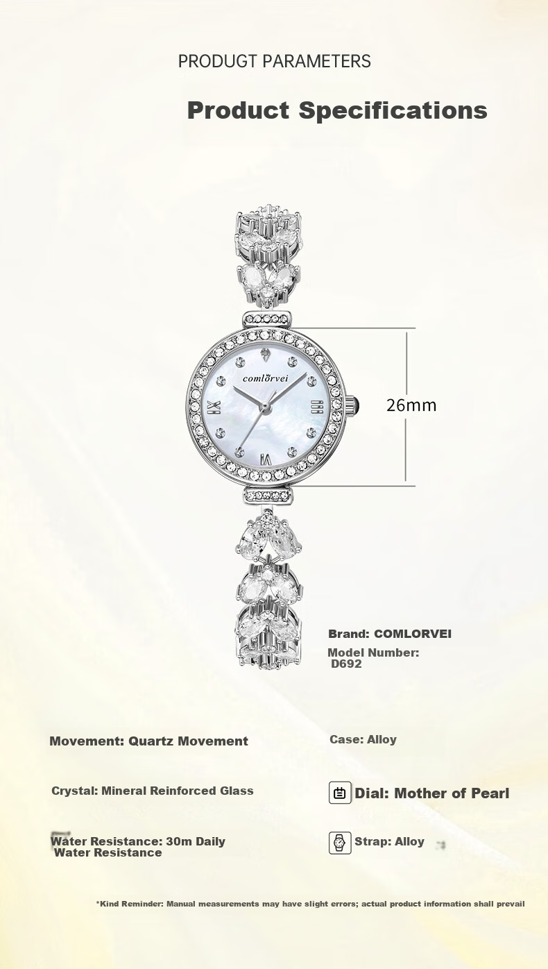 COMLORVEI Mermaid Heart-Shaped Diamond Inlaid Bracelet Watch Delicate Sweet Versatile Waterproof Quartz Fashion Ladies Student Wristwatch D692 7