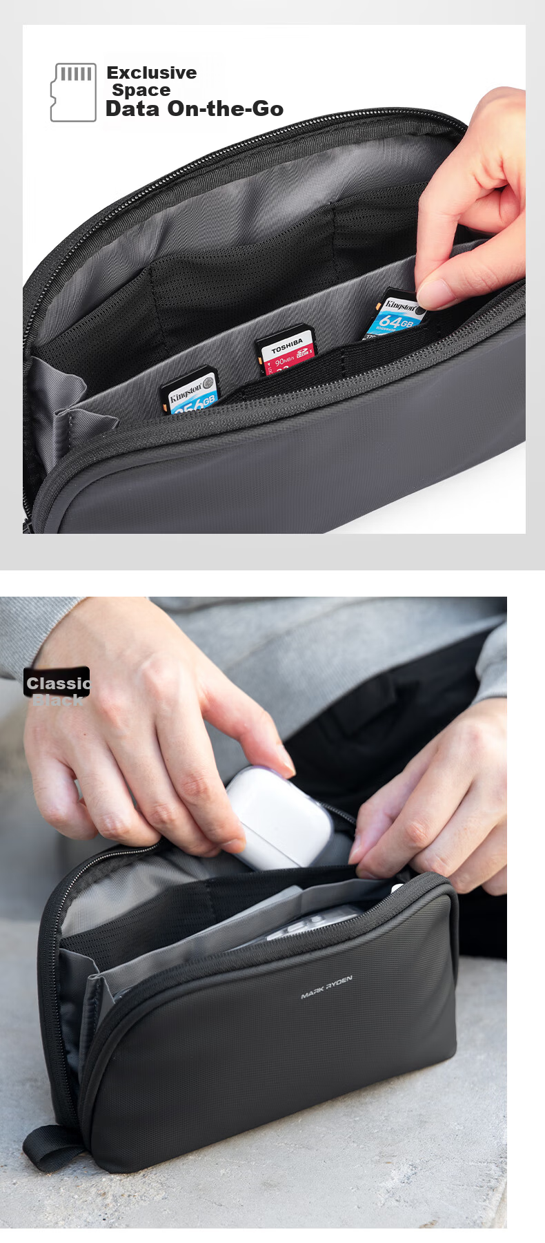 MARK RYDEN Digital Storage Bag Multifunctional Mouse Charger Computer Power Data Cable Travel Portable Mobile Phone Accessories Pouch 5