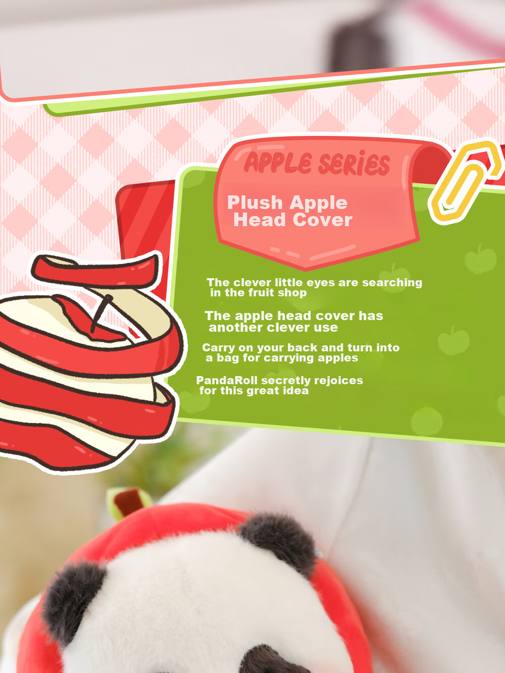52TOYS Panda Roll Plush Bear Stuffed Animal Toy, Shoulder Pet Accessory, Mid-Autumn Festival Gift 4