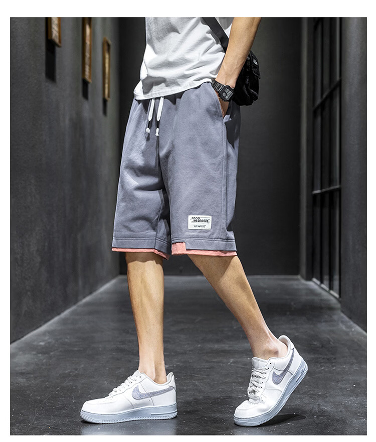 RED DRAGONFLY Men's Fashion Trendy Cotton Letter Embroidered Comfortable Breathable Wrinkle-Free Colorblock Casual Shorts 27
