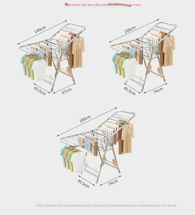 40,000 Kilometers Folding Floor Clothes Drying Rack Stainless Steel Balcony Wing-Shaped Indoor Outdoor Laundry Rack 9