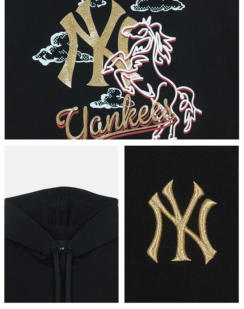 MLB Unisex New Year Zodiac Horse Print Casual Hoodie 26 Spring New Style 3AHDQ0161-50CRS-L 5