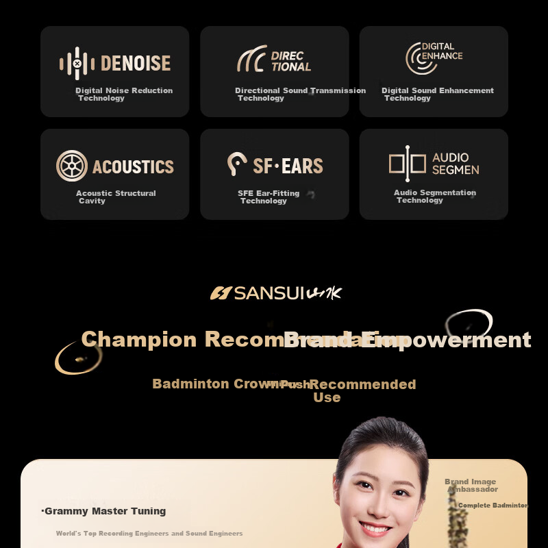 SANSUI W151 AI Translation Bluetooth Clip-On Bone Conduction Wireless Open-Ear Sports Headphones Long Battery Life Gunmetal Gray 5