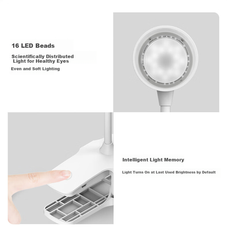 Sansi LED Desk Lamp Eye Protection Study Lamp Bedside Lamp Bedroom Dormitory Reading Clip Light Dual Use 4W 12