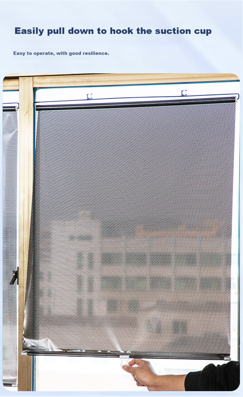 Xinuo Sunscreen Sunshade Curtain Glass Blackout Heat Insulation Roller Blind Office No-Drill Installation Adjustable Suction Cup 5