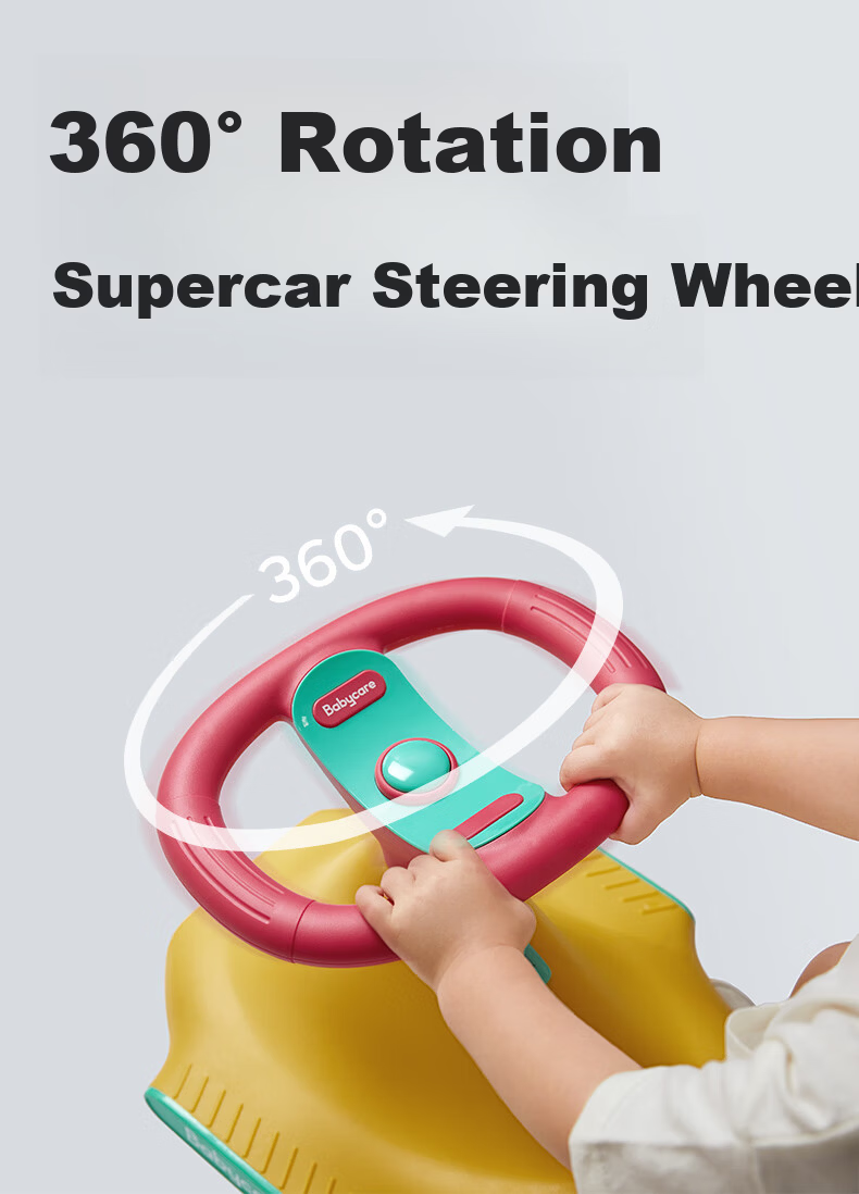 Babycare Noah Twist Ride-On Anti-Tip Toddler Scooter Rocking Car Baby Glide Toy 3-6 Years Rubber Pink 6
