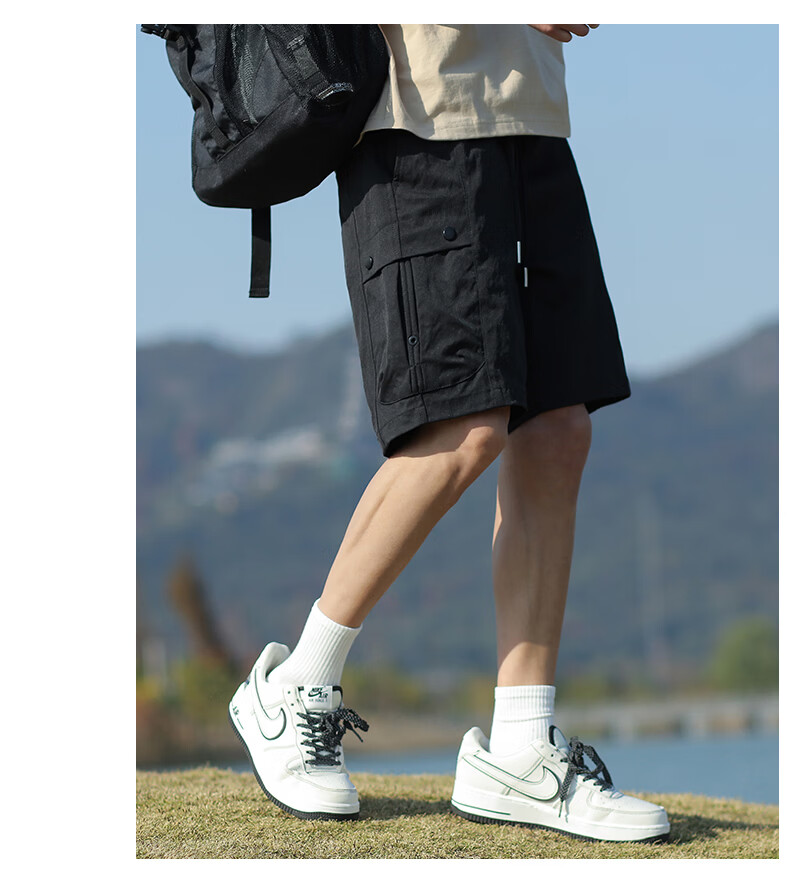 JEEP Men's Summer Workwear Cargo Shorts Loose Fit Casual Black M 8