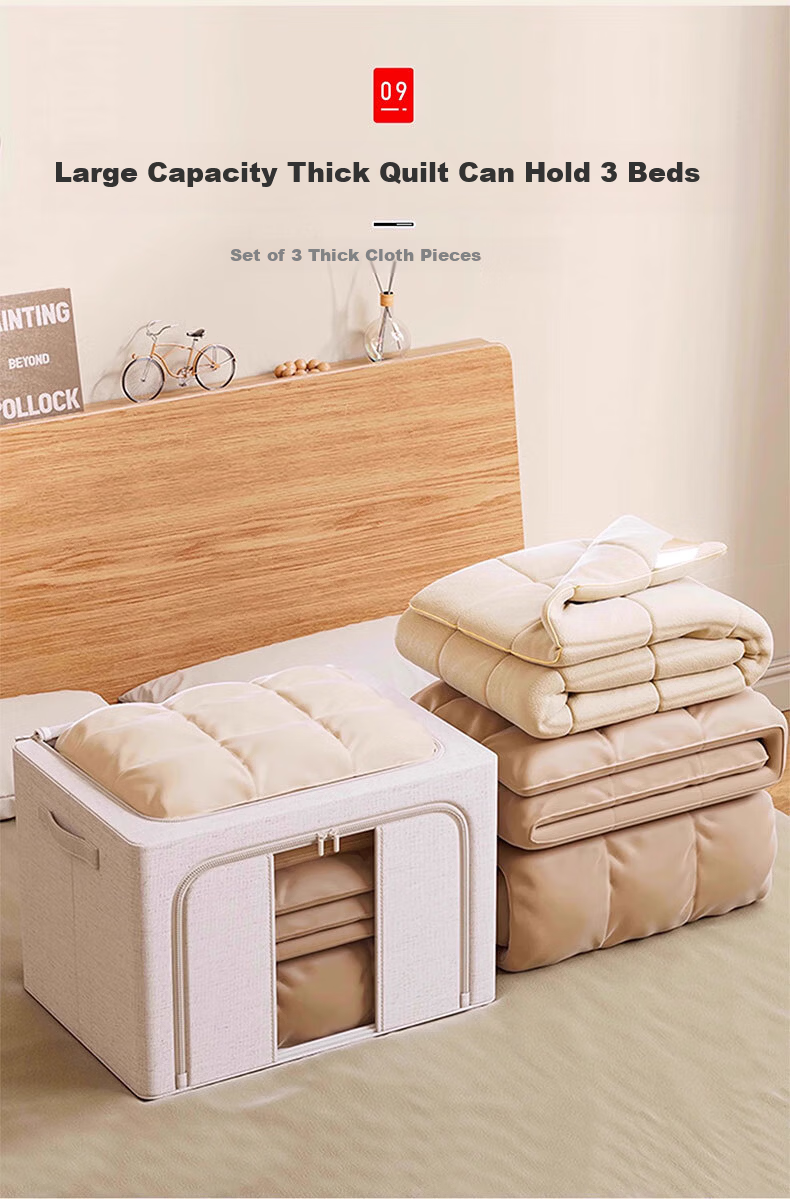 Zhifan Japanese Tianshan Cotton Linen Storage Box Clothes Storage Bin Wardrobe Quilt Organizer Household Foldable Storage Box 15