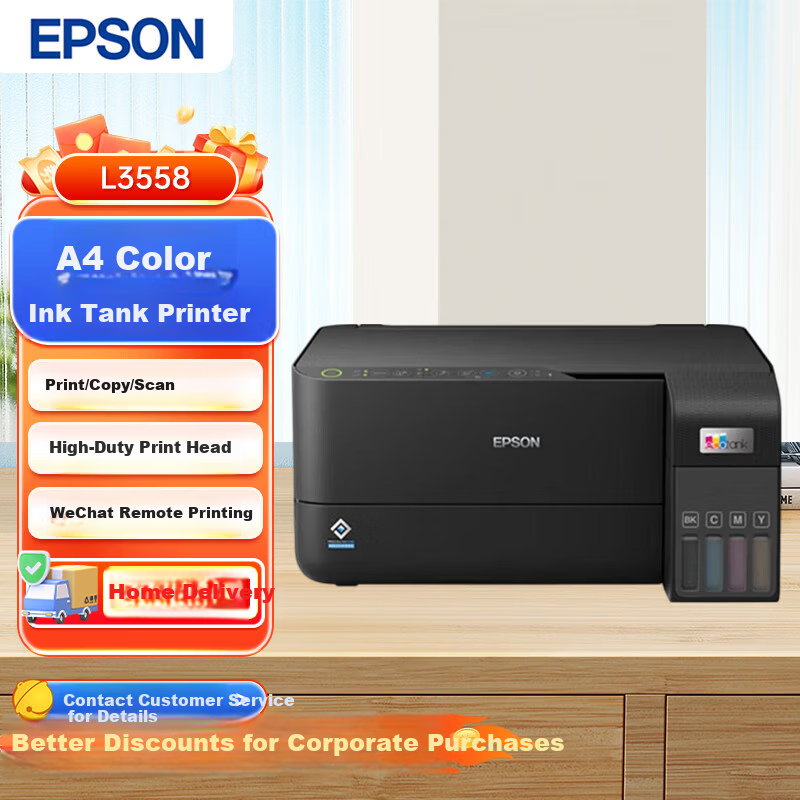 EPSON L3558 Black MIF A4 Color Ink Tank Printer Multifunction All-in-One Wireless WIFI Home Office Printing Copying Scanning