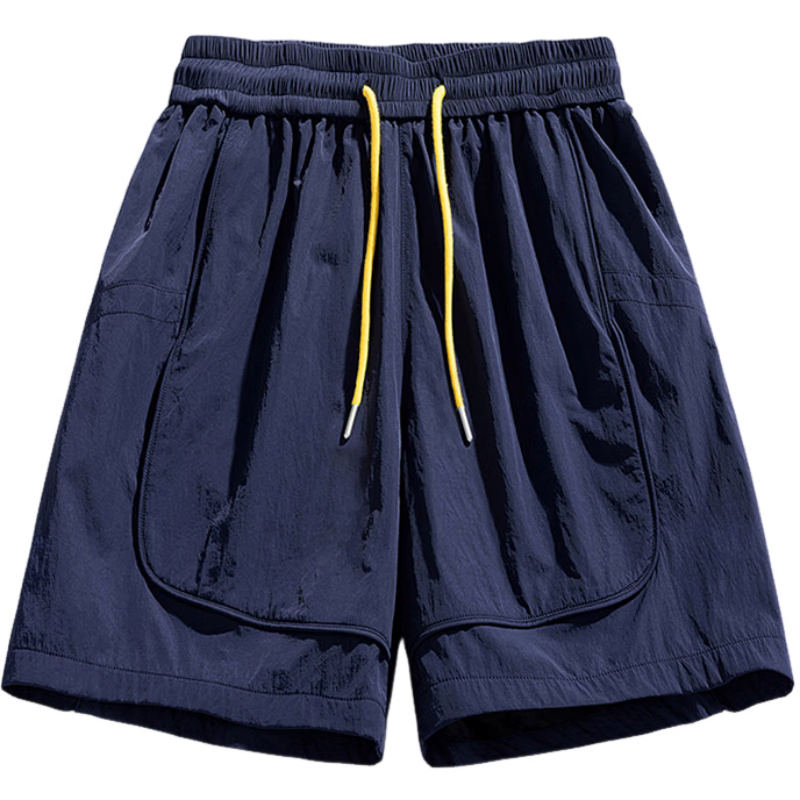 Wassup Sohot Minimalist Workwear Shorts Men's Summer Japanese Outdoor Beach Solid Color Five-Point Casual Pants Captain Blue XL