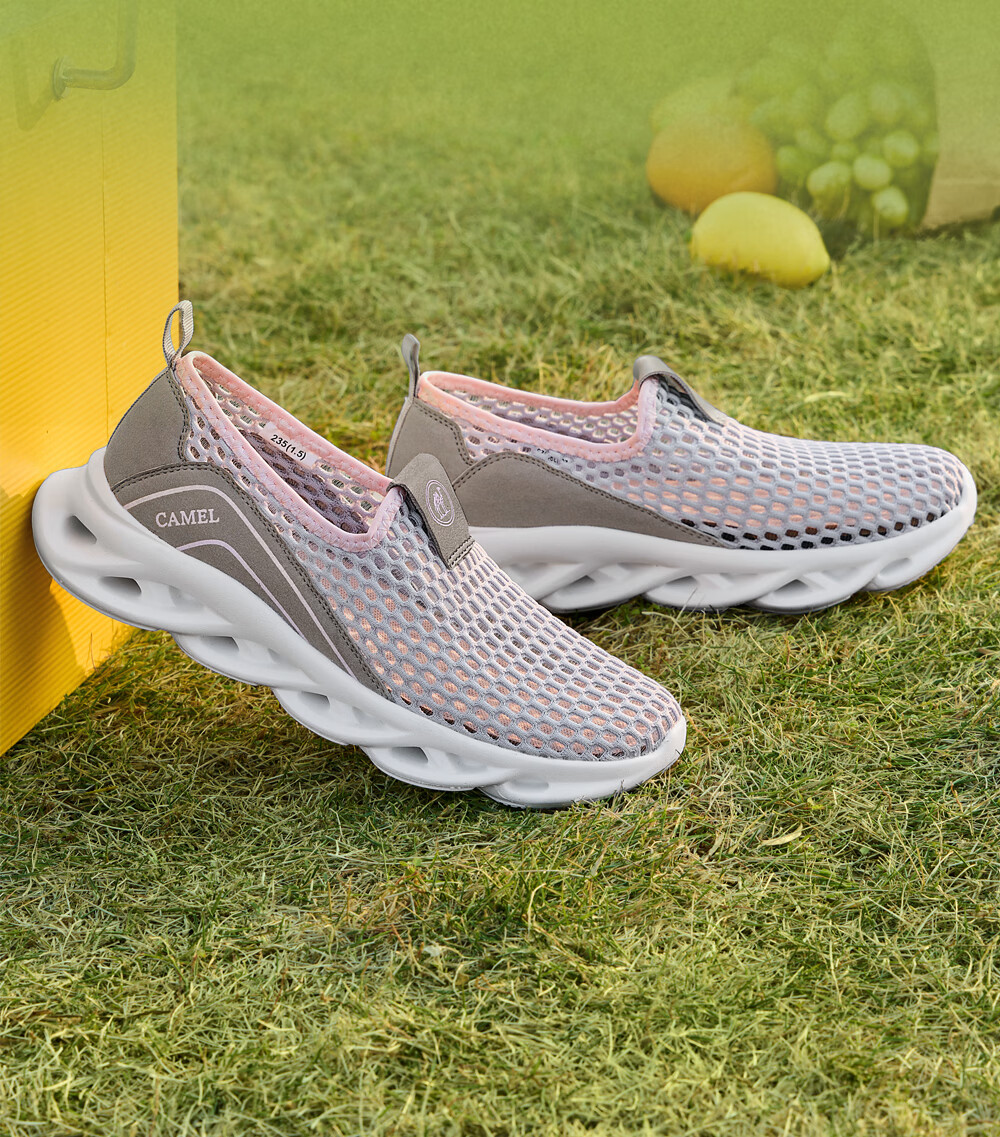 Camel Brand Women's Casual Breathable Sports Walking Shoes Mother's Day Gift P26M391025 Light Gray/Pink Size 36 9