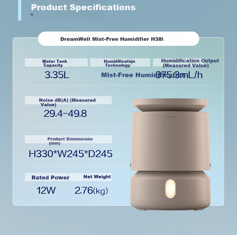 Blueair H38i Humidifier Baby-Safe Certified Home Bedroom Desktop Large Capacity Mist-Free Humidifier for Rhinitis 19