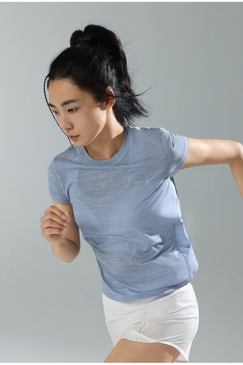 Macondo Quick-Dry Sports Short Sleeve T-Shirt Men Summer Lightweight Moisture-Wicking Breathable Gym Running Training Shirt Blue Floral Gray M 15