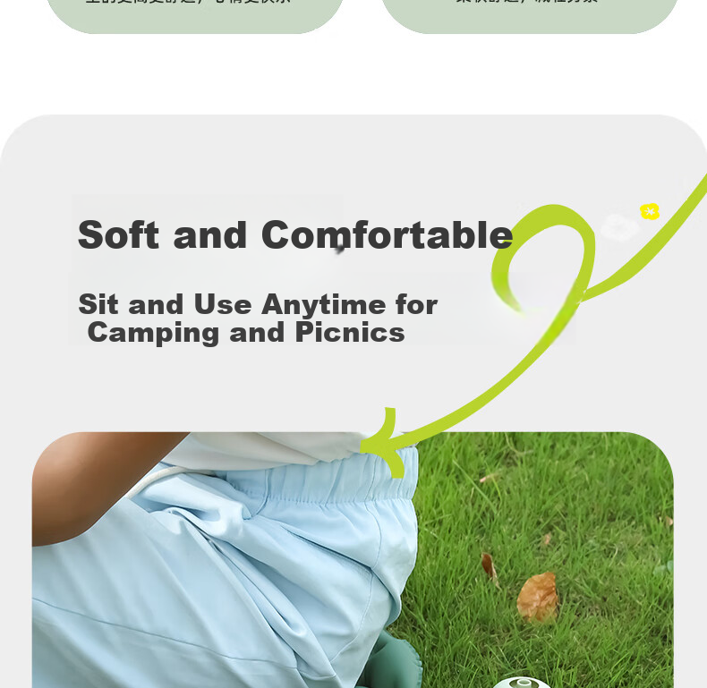 Etravel Outdoor Inflatable Seat Cushion Portable Foldable Air Pad Travel Camping Hiking Concert Moisture-Proof Gray 14