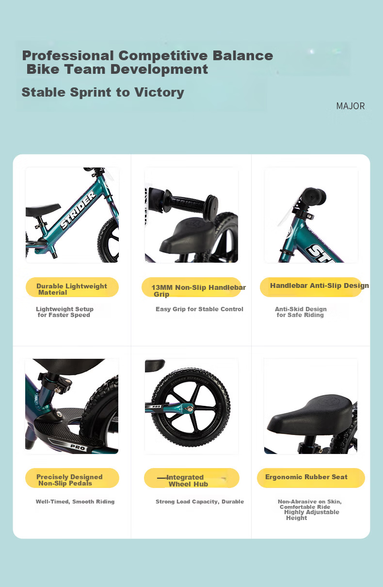 STRIDER Kids Balance Bike for Ages 1-5, 12-Inch Pro Racing Bicycle, Black 5