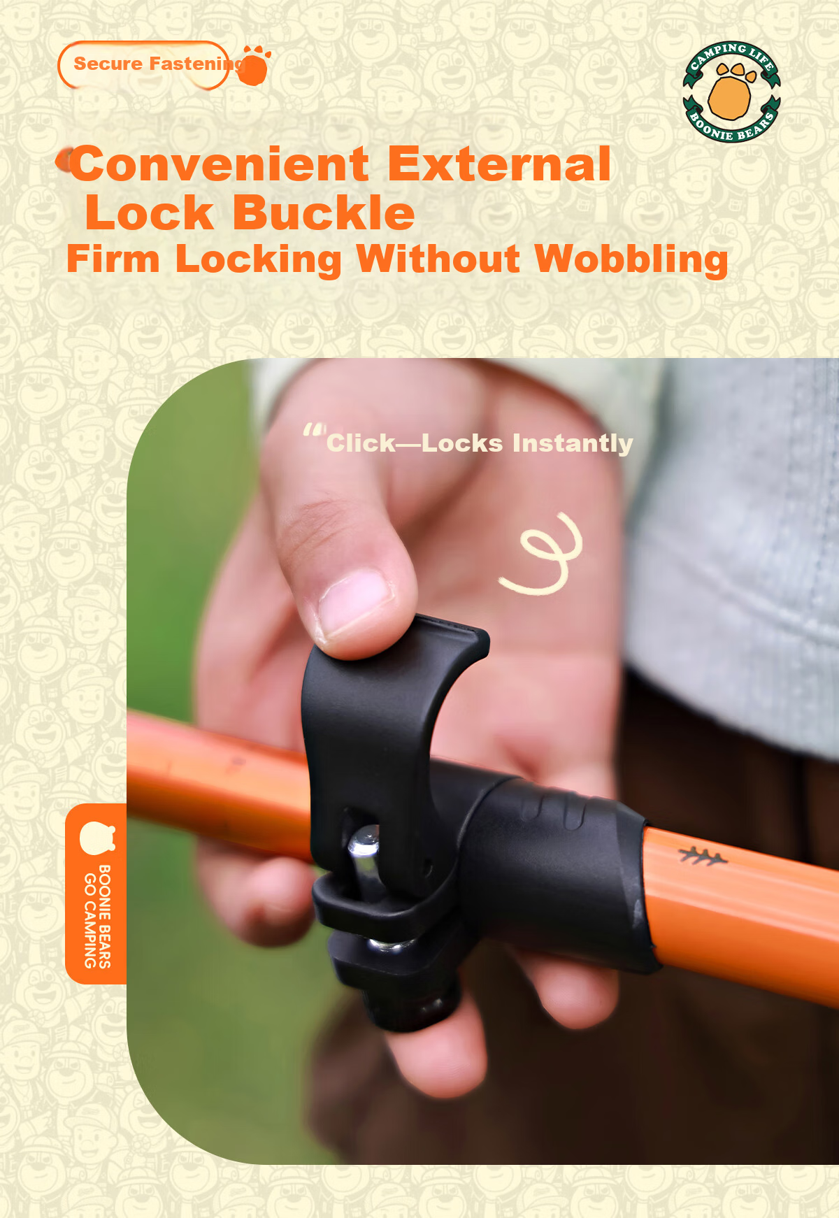 CAMEL × Boonie Bears Kids Hiking Trekking Pole Ultra-Light Aluminum Alloy External Lock Telescopic Mountaineering Stick 3