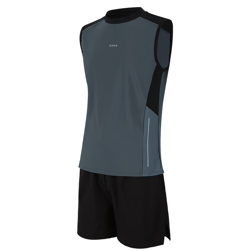 ERKE Men's Sleeveless Two-Piece Swimwear Large Size Anti-Embarrassment Professional Training Sports Hot Spring Swimming Suit