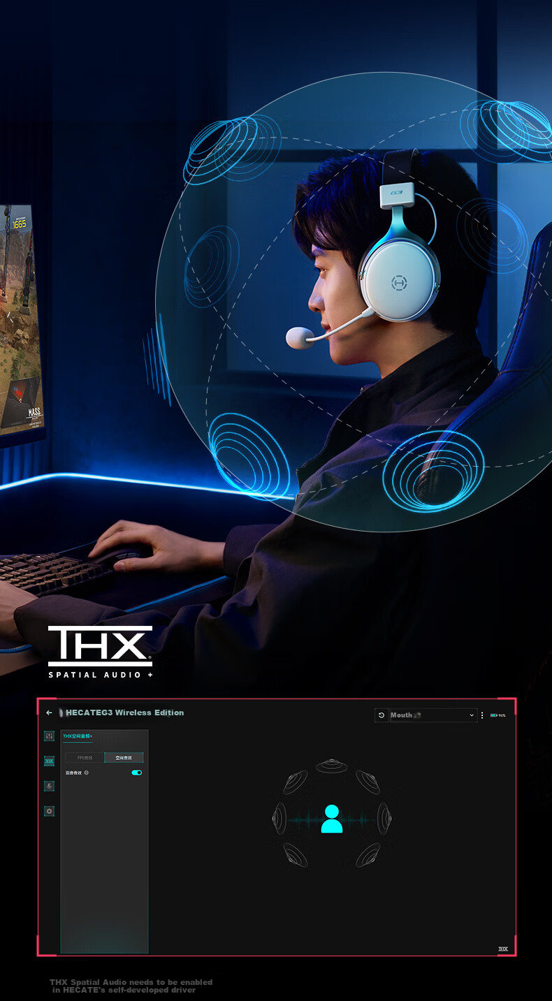 EDIFIER HECATE G3 Wireless 2.4G Wired Bluetooth Quad-Mode THX Spatial Sound Over-Ear Gaming Headset for PC Wireless Delta FPS PUBG Panda White 6