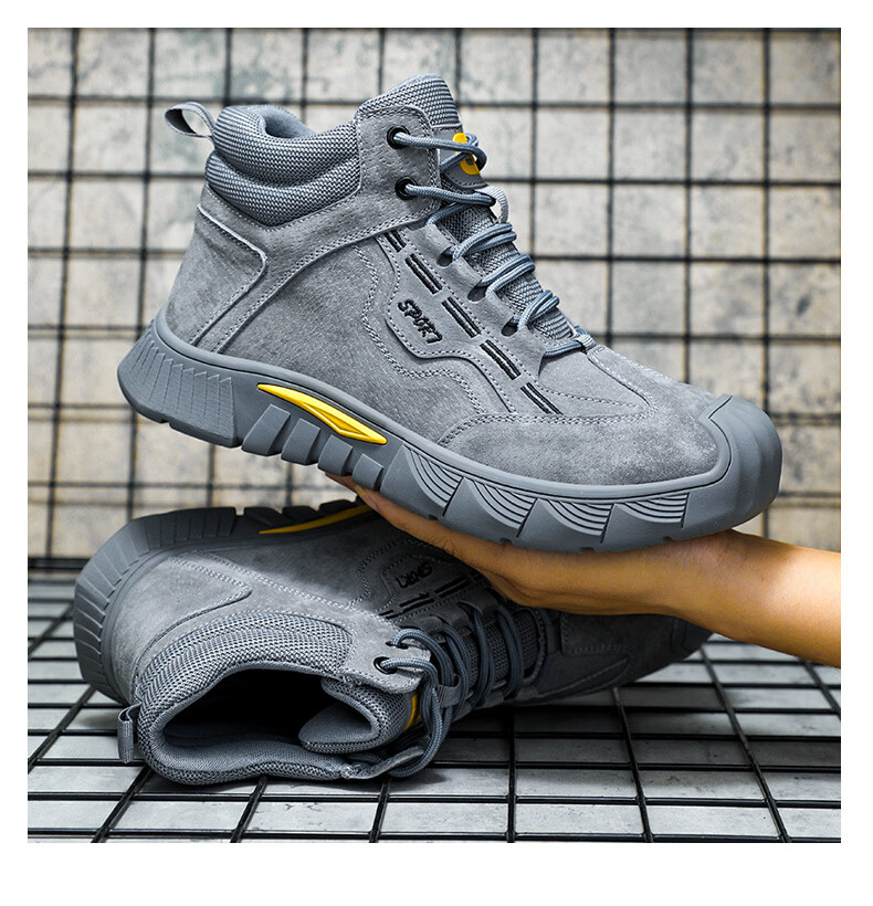 JUNBU Men's Safety Work Shoes Steel Toe Anti-Smash Anti-Puncture Lightweight Comfortable Durable Construction Site Safety Shoes 0266F Size 40 10