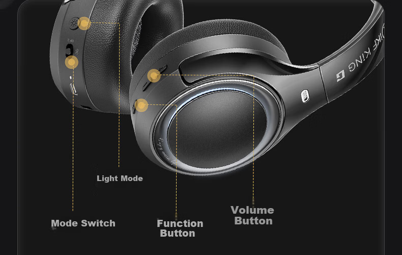 IKF King G Five-Mode Wireless Noise-Cancelling Gaming Headset Over-Ear 2.4G Wired Bluetooth 7.1 Surround Sound LDAC High-Resolution E-Sports Noise-Cancelling Microphone Sky Blue 52