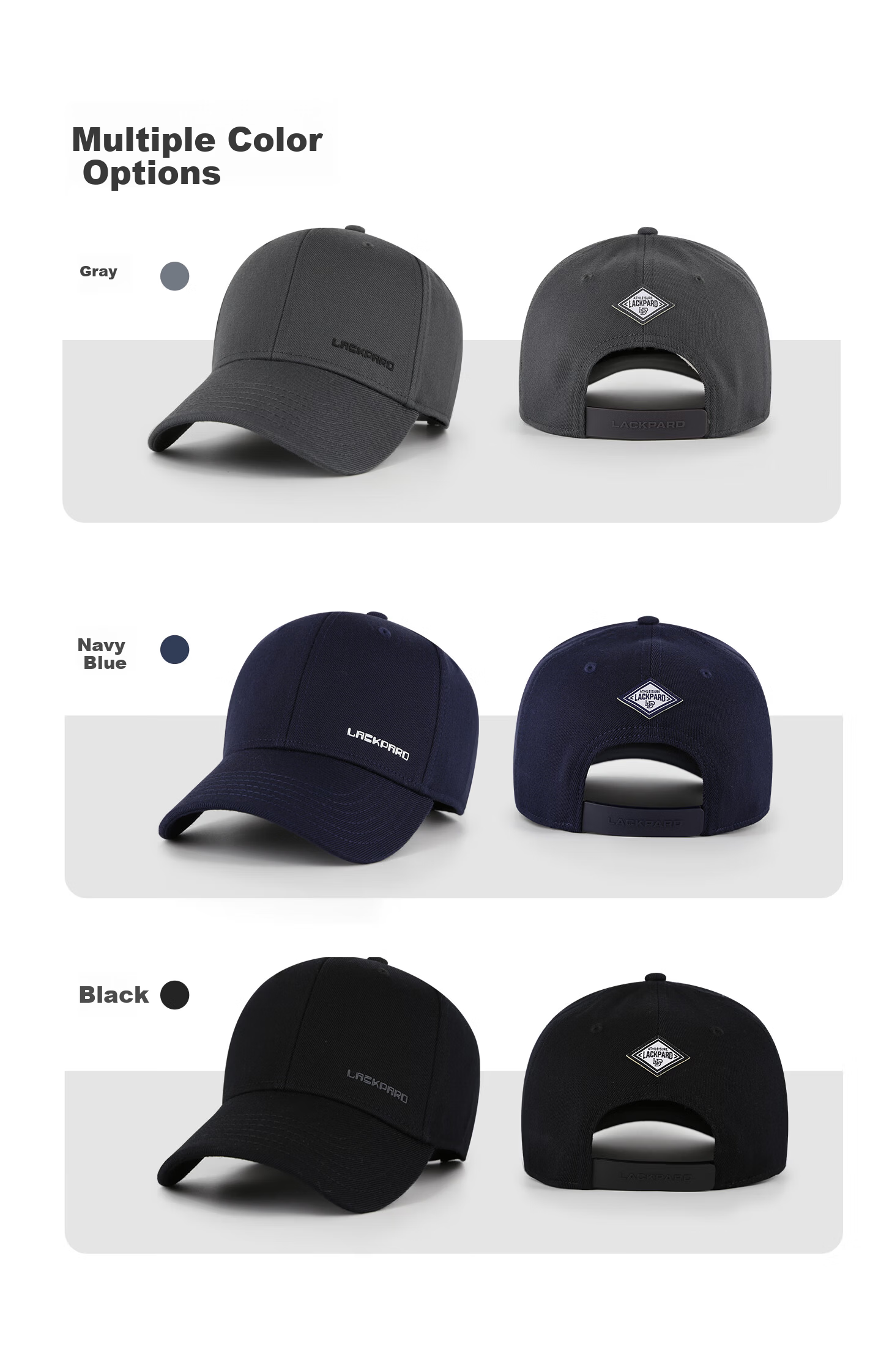 LACKPARD Men's Outdoor Water-Repellent Baseball Cap Adjustable Elastic Large Head Black - Lightweight 10