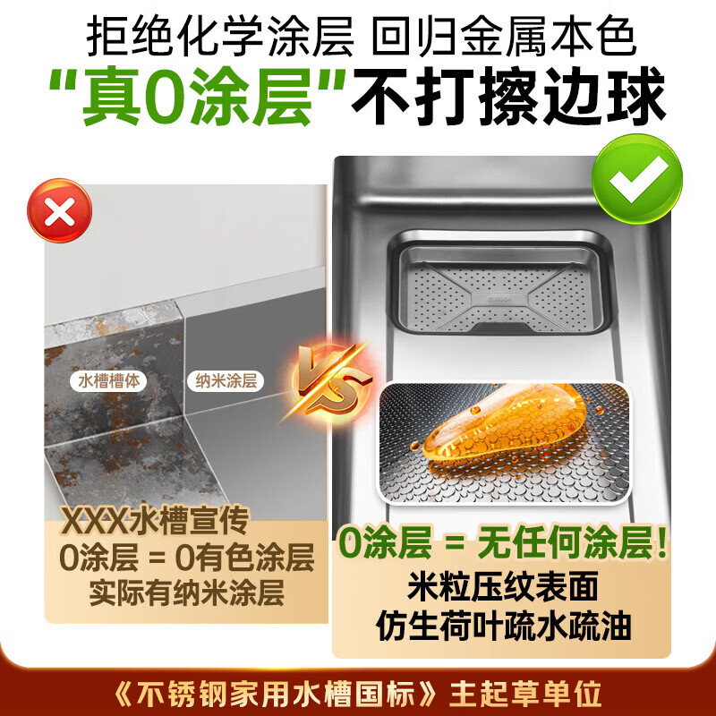 Aiful Oulin 0-Coating Large Single Bowl Kitchen Sink Multi-Functional Integrated Basin SUS304 Strainer 883 Silver