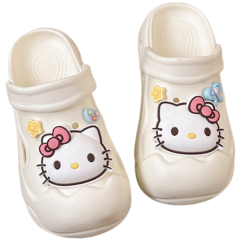 AILAIJIA Hello Kitty Thick Sole Height Increasing Cute Girls Holey Shoes White 40-41