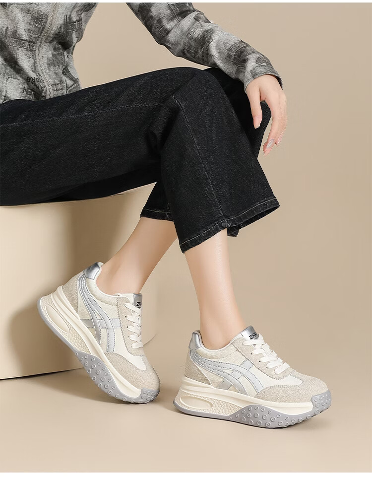 ZHR ZEZ Thick Sole 7cm Height Increasing Dad Sneakers Women 2026 New Versatile Sports Shoes KS262 Light Blue Size 38 18