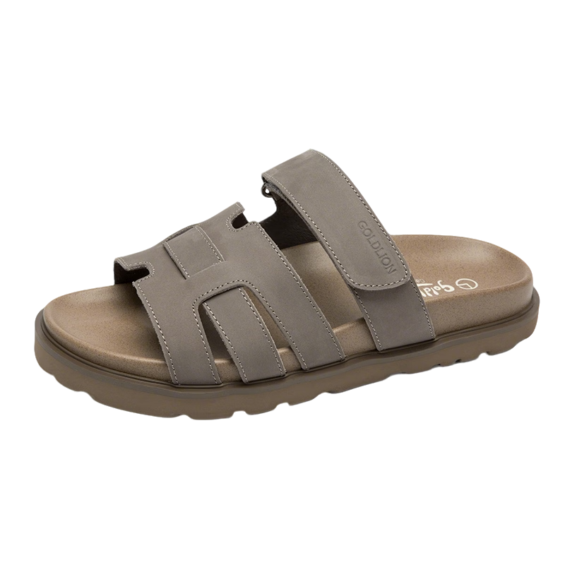 Goldlion Men's Summer Casual Slip-On Sandals Non-Slip Wear-Resistant Velcro Sandals G542520013RRF Gray Size 41