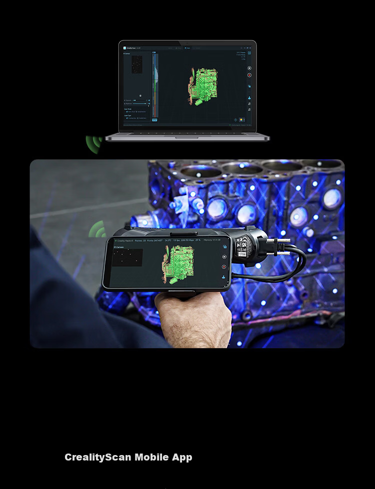 Creality 3D Wireless Scanner Handle with Rechargeable Battery Pack, Wireless Projection, Instant Scanning, Lightweight and Portable, Compatible with Raptor Series and Sermoon S1 5