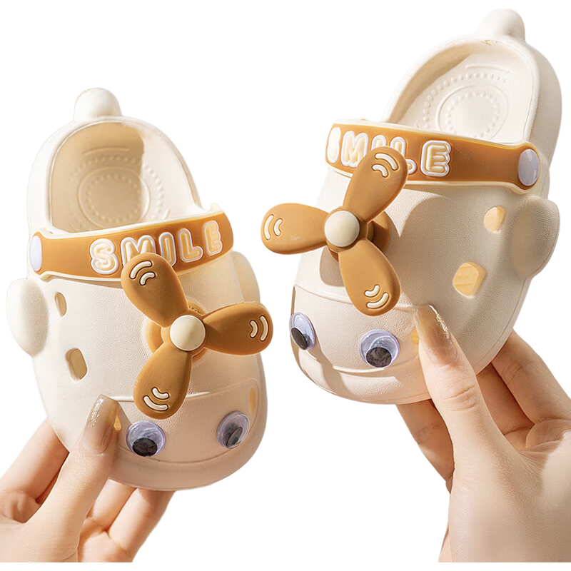 Huameijianbu Children's Slippers, Boys And Girls Baby Indoor And Outdoor Wear, Soft Sole Non-Slip Beach Clogs, HM026 Milk White, Size 28-29