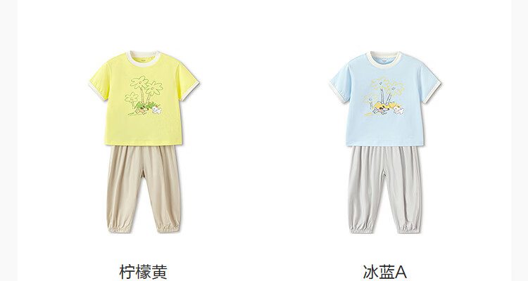Balabala Kids Short Sleeve Set Girls Boys Baby Two-Piece 2026 New Summer Cotton Feel T-Shirt and Pants Trend 7
