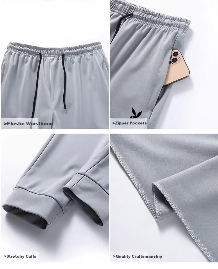PLAYBOY Men's Sports Tracksuit Spring and Autumn Breathable Casual Oversized Loose Cardigan Three-Piece Set Gray XL 11