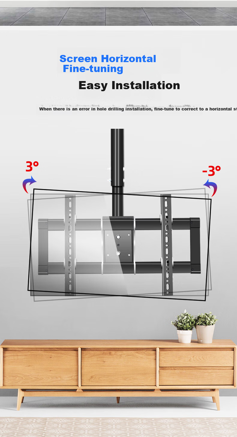 HILLPORT 43/55/65/75/85/86 Inch TV Ceiling Mount Bracket 360° Rotatable Telescopic Multifunctional Monitor Surveillance Thickened Column T765 14