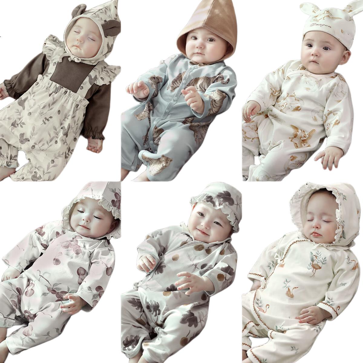 BALIPIG Newborn Baby Clothes 2-Piece Set, Full Moon A-Class Cotton, Baby Boy Romper, Instagram Style, Spring And Autumn Style Onesie for Girls