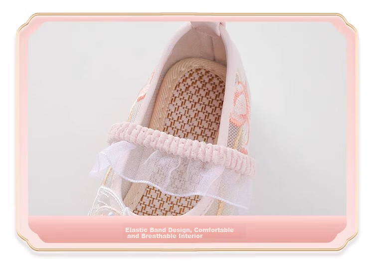 Qibao Girls Hanfu Shoes Traditional Embroidered Butterfly Mesh Shoes White Size 28 Inner Length 16.8cm 6