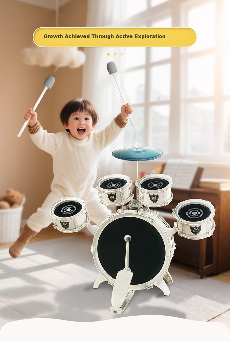 QIAO WA BAO BEI Children's Drum Set Jazz Drums Percussion Instrument for Ages 3-12, Home Practice Beginner Starter Kit Birthday Gift from 6 Brands 3