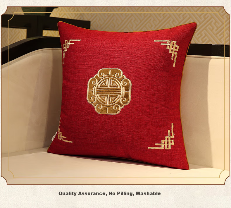 Huamanshengting Car Seat Cushion Pillow Backrest Bed Support, Tuoranju Doris Linen Red 45*45cm with Insert 8