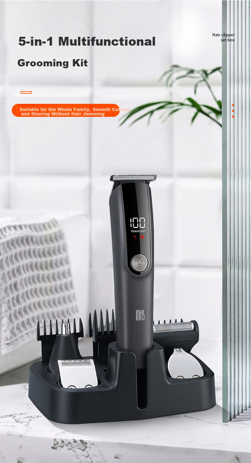 MKS Multifunctional Hair Clipper Shaver Nose Hair Trimmer Sideburn Engraving Electric Haircutting Machine Electric Hair Clipper Home Use 5-in-1 NV8708B 1