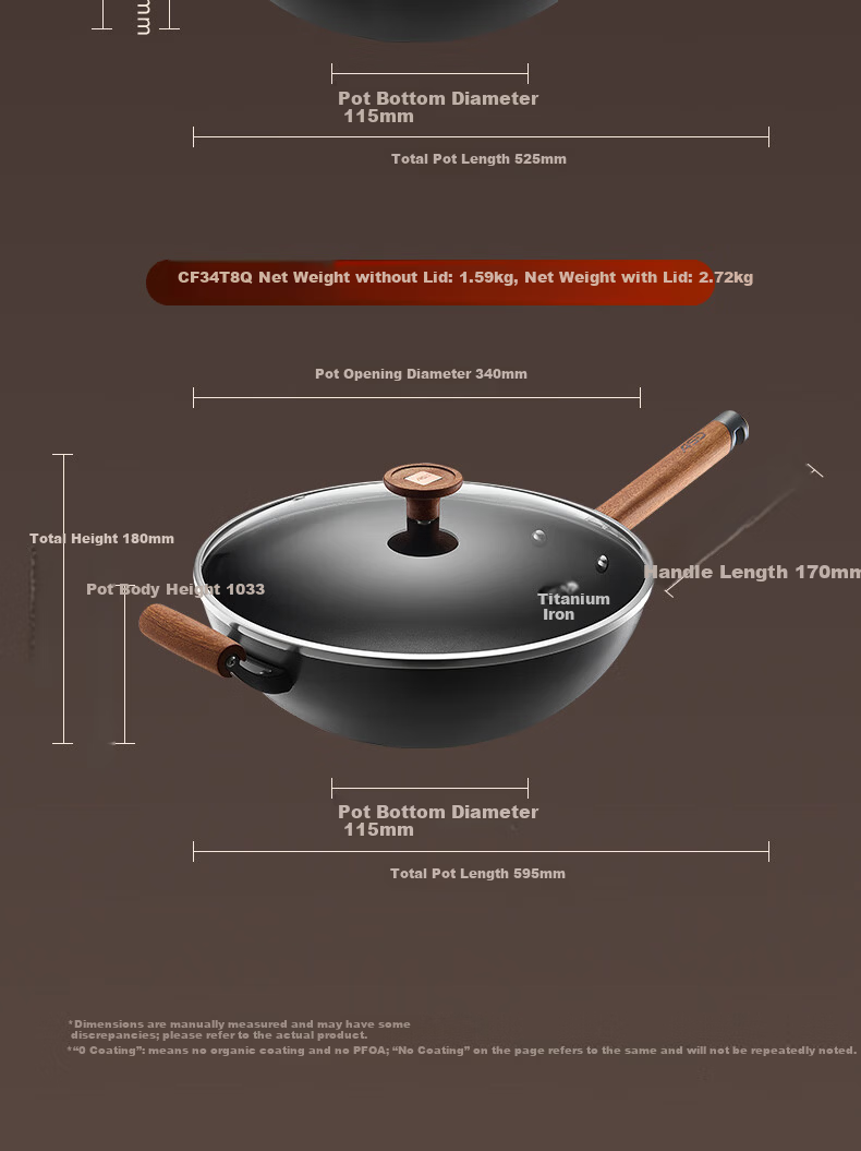 ASD Titanium Non-Stick Iron Wok 30cm Induction Cooker Compatible CF30T8Q 22