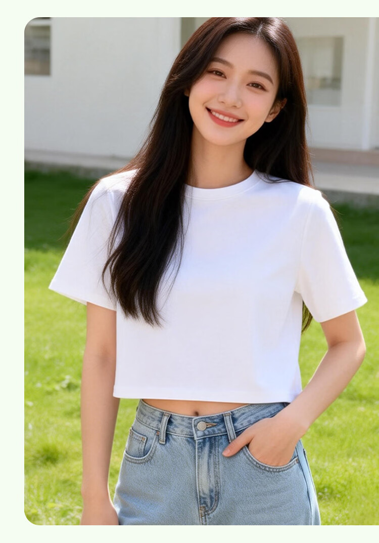 Yiershuang 100% Cotton Short Women's Basic T-Shirt Loose Fit Short Sleeve Top 11