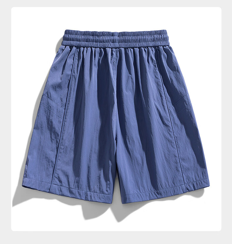 Wassup Sohot Minimalist Workwear Shorts Men's Summer Japanese Outdoor Beach Solid Color Five-Point Casual Pants Dark Night Black XL 22