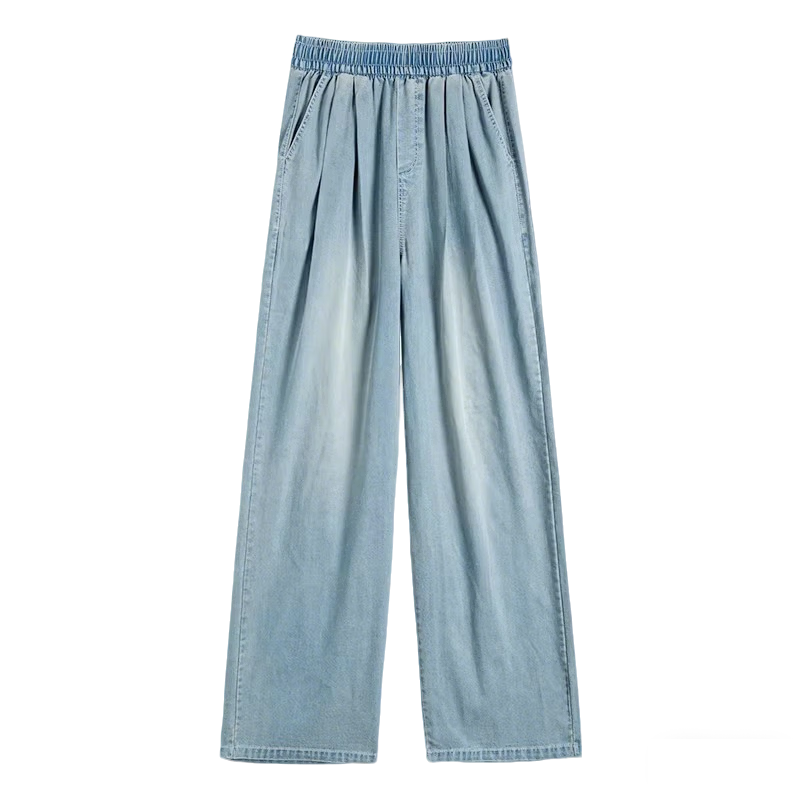 Langsha Tencel Women's Jeans Summer Thin 2026 New High-Waist Wide-Leg Ice Silk Cool Straight Pants for Petite