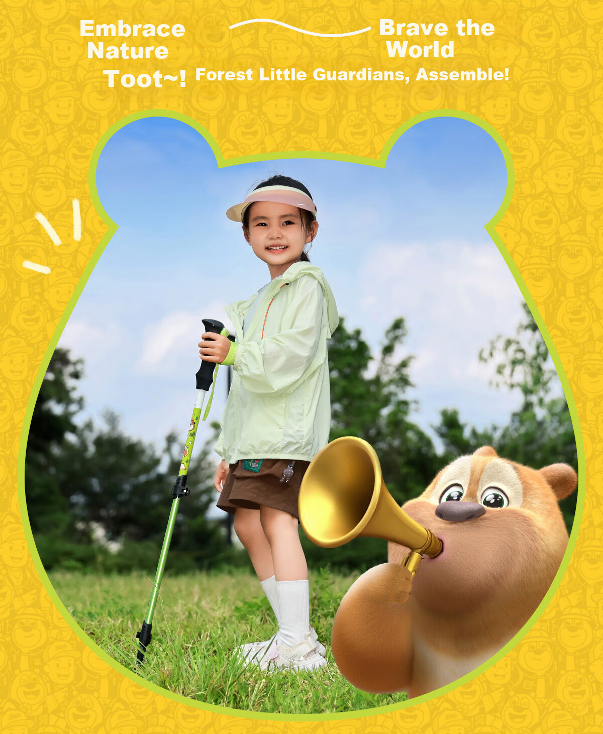 CAMEL × Boonie Bears Kids Hiking Trekking Pole Ultra-Light Aluminum Alloy External Lock Telescopic Mountaineering Stick 4