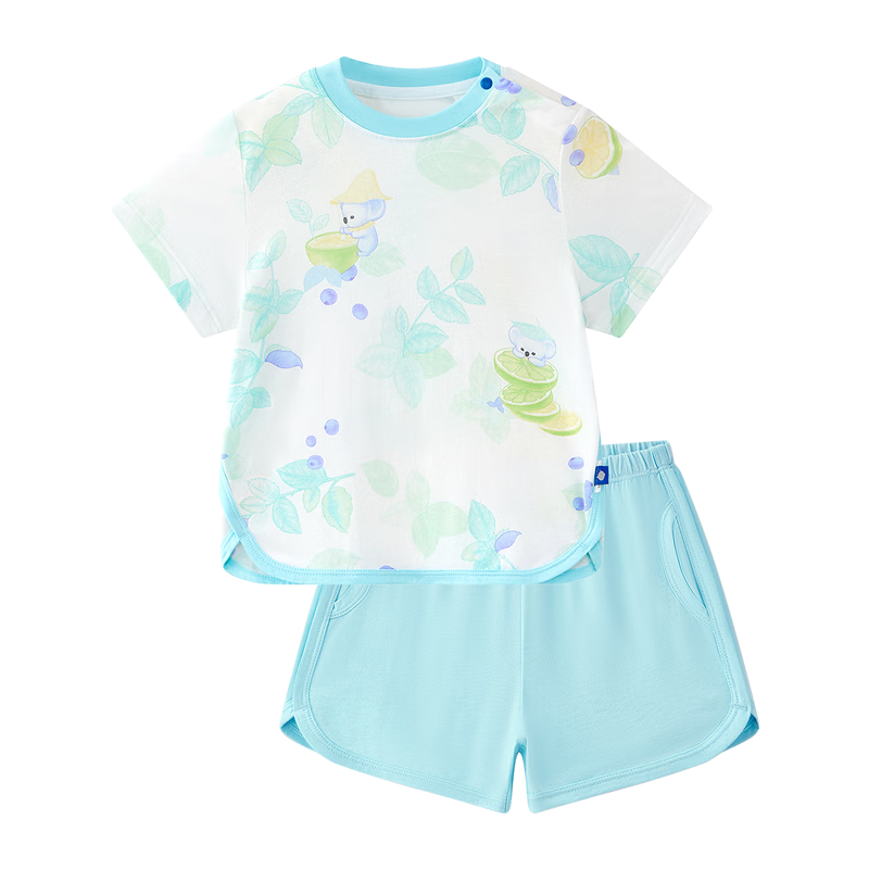 Babycare Children's Natural Cool Short Sleeve and Shorts Summer Homewear Set Sea Breeze Blue 110