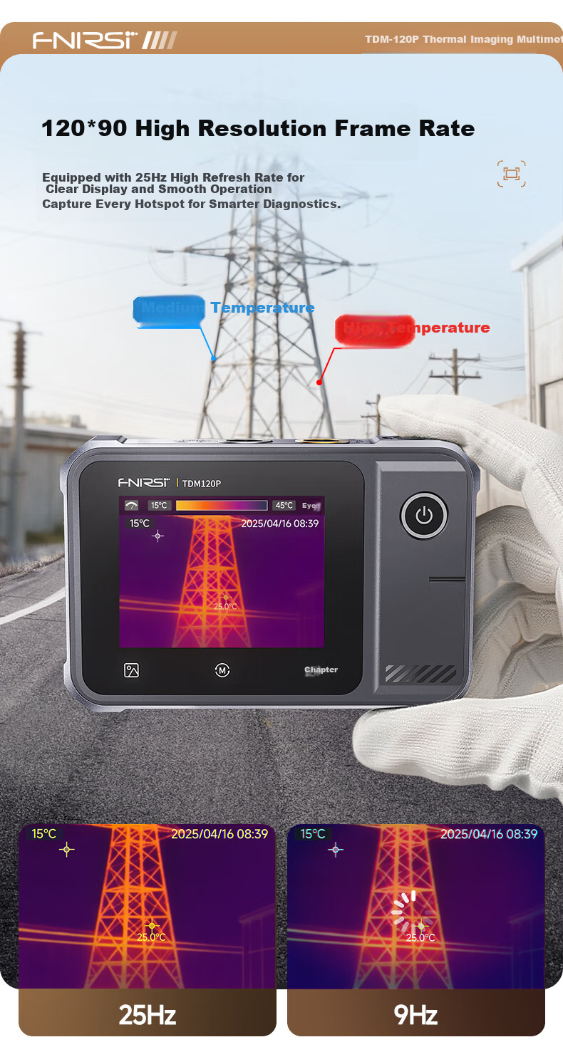FNIRSI HD Thermal Imaging Digital Multimeter 2-in-1 Portable Touchscreen Infrared Thermal Imager Floor Heating Leak Detector 3