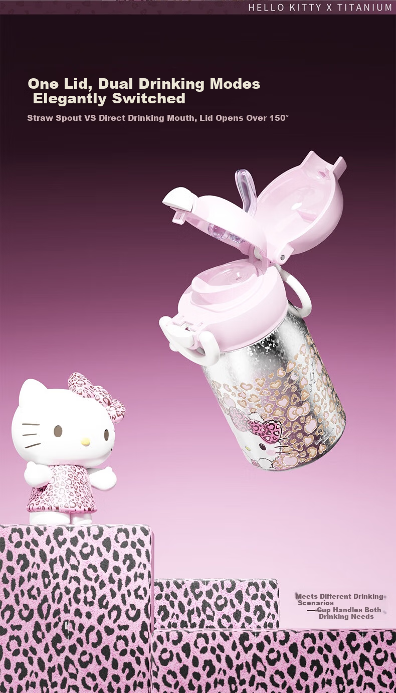 SANRIO Hello Kitty Double Drink Titanium Insulated Cup 316 Stainless Steel Straw Birthday Gift for Women 250ml 6