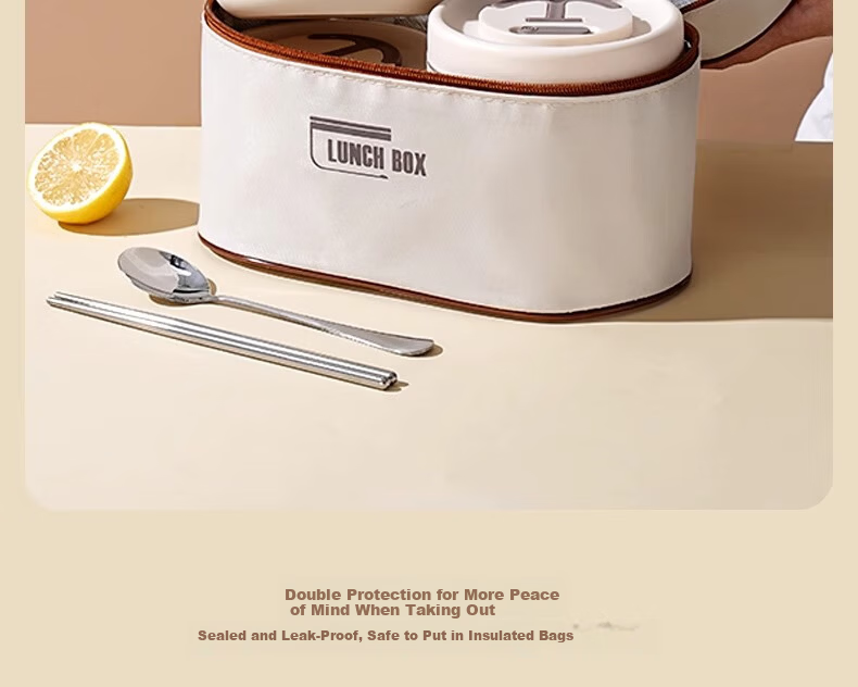 Ymer Stainless Steel Insulated Lunch Box Set - New Combo White 4-Pack + Insulated Bag + Cutlery (2 Large, 2 Small) 31